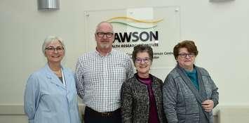 From left to right: Margaret Watson, research coordinator; Greg Ackland, research participant; Irene Hramiak, Lawson researcher and endocrinologist at St. Joseph’s Health Care London; and Jocelyne Chauvin, research participant. Photo courtesy of Lawson Health Research Institute.