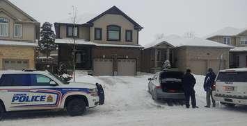 London police remain outside of a home on Whetherfield Street where two people were injured, February 3, 2022. (Photo by Craig Needles, Blackburn Media)