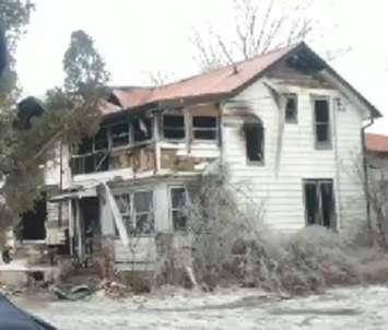 Fire damage to a vacant home on Ron McNeil Line, February 20, 2019. Image from OPP West Twitter. 