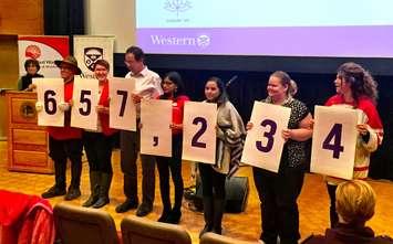 Western University  announces its donation to the United Way, January 18, 2017. Photo from @westernu on Twitter.