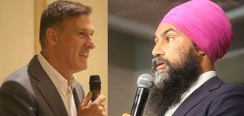 People’s Party of Canada Leader (PPC) Maxime Bernier and NDP Leader Jagmeet Singh. (File photos by Blackburn News)