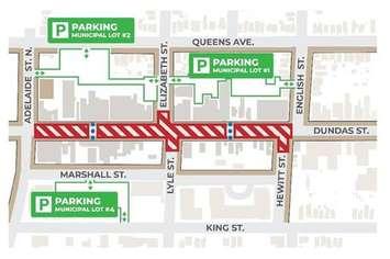 The location of the construction project on Dundas Street between Adelaide Street North and English Street (Photo via the City of London)