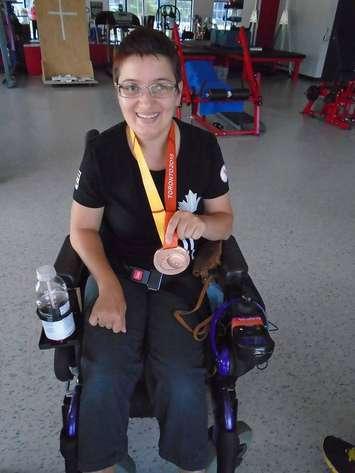Tammy McLeod with the ParaPan Am Games bronze medal. Photo courtesy of Facebook. 