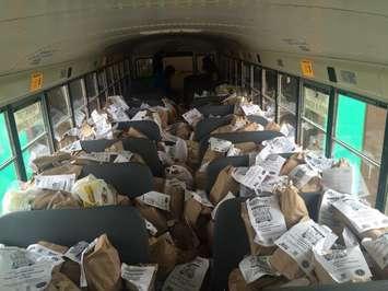 A busload full of food collected during the Stuff the Bus campaign. Photo courtesy of London Food Bank via Twitter. 