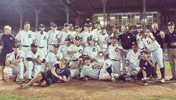 Photo from London Majors Twitter account posted after tie-breaker win to clinch pennant.