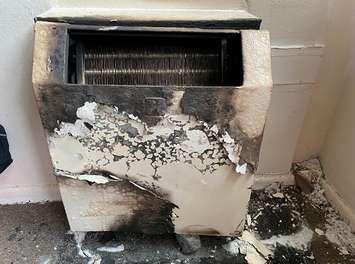 A heater damaged by fire at a Kipps Lane apartment, February 20, 2020. Photo courtesy of the London Fire Department.