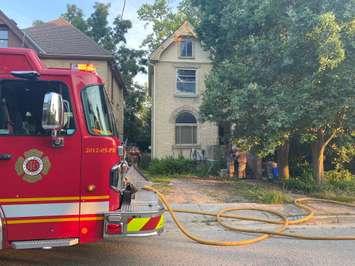 Fire on Beaconsfield Ave. July 25, 2021. (Photo courtesy of London Fire Department via Twitter).