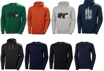 A variety of Helly Hansen sweaters and hoodies affected by a recall. Photo courtesy of Health Canada. 