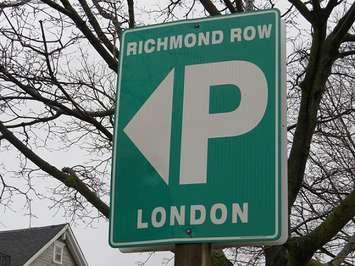 Municipal parking lot sign on Piccadilly St. (File photo by Miranda Chant, Blackburn News)
