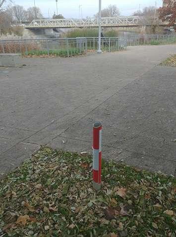 Thieves sawed a Kindness Meter off of its pole in Ivey Park, November 12, 2018. Photo courtesy of Kindness Meters London.