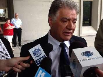 London mayor Joe Fontana speaks to the media outside of the court house after being found guilty of fraud, breach of trust, and uttering forged documents. 