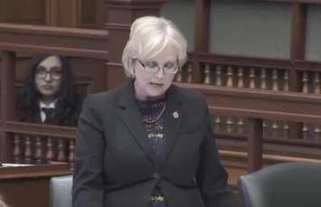 London West New Democrat MPP Peggy Sattler speaks at the Ontario legislature, December 14, 2017. 