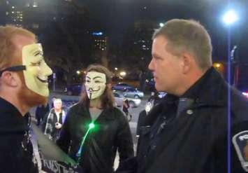 YouTube video screen shot of Wednesday's protest at City Hall. 