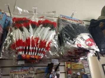 Photo of Native headdresses at McCulloch's Costume and Party Supplies from Twitter user @DelSuze