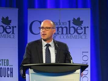 Mayor Matt Brown delivering the State of the City address at the London Convention Centre, January 16, 2018. (Photo by Miranda Chant, Blackburn News)