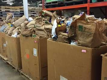 Donations inside the London Food Bank. October 1, 2015. Photo by Ashton Patis 
