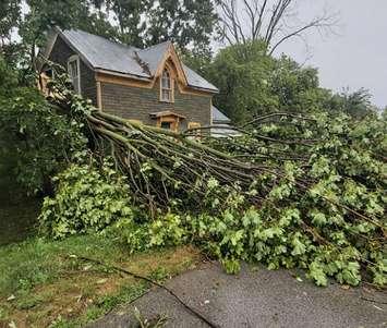 Damage caused by a storm in Kirkton, Ontario, July 19, 2020. Photo courtesy of @jorybeer22 via Twitter.