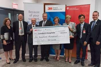 3M Canada donating $600,000 to London Health Sciences Centre and St. Joseph’s Health Care London, June 10, 2016. Photo courtesy of 3M Canada.