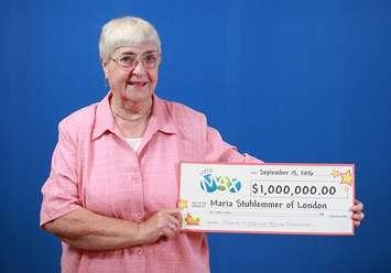 Maria Stuhlemmer of London won the Lotto Max MaxMillions prize in the September 2, 2016 draw. Photo courtesy of OLG.