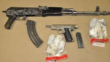 Photo provided by London police. Guns and drugs seized from Ernest Ave. home. 